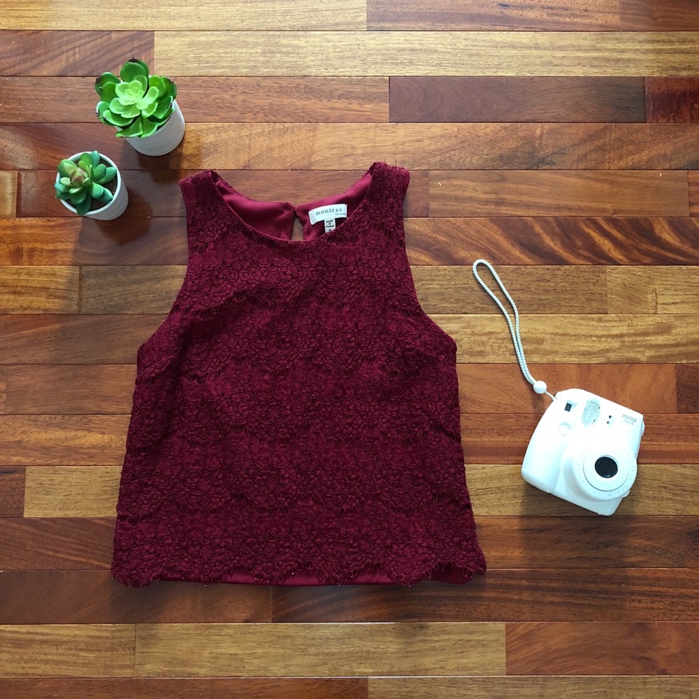 Burgundy lace tank